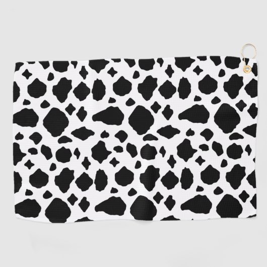 Cow Pattern Animal Print Black and White ゴルフタオル (横)