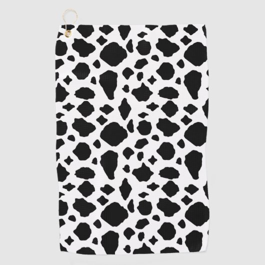 Cow Pattern Animal Print Black and White ゴルフタオル (正面)