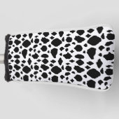Cow Pattern Animal Print Black White ゴルフヘッドカバー (正面)