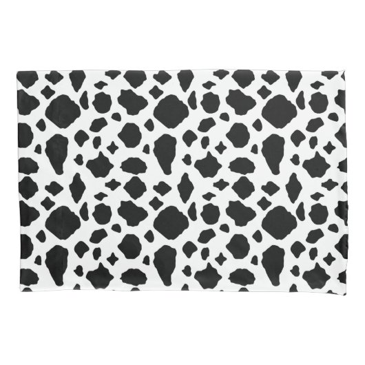 Cow Pattern Animal Print Black White Country 枕カバー (正面)