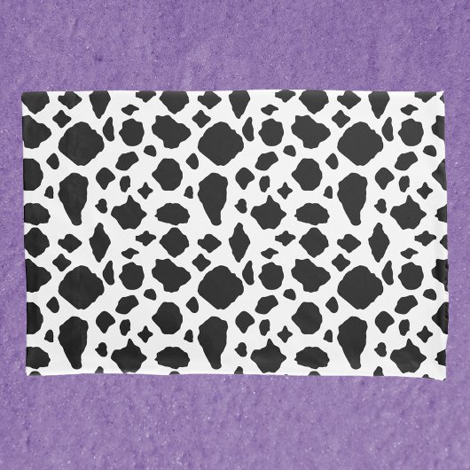 Cow Pattern Animal Print Black White Country 枕カバー