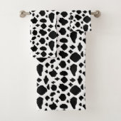 Cow Pattern Animal Print Black White Farmhouse バスタオルセット (インサイチュ)