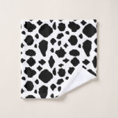 Cow Pattern Animal Print Black White Farmhouse バスタオルセット (ウォッシュタオル)