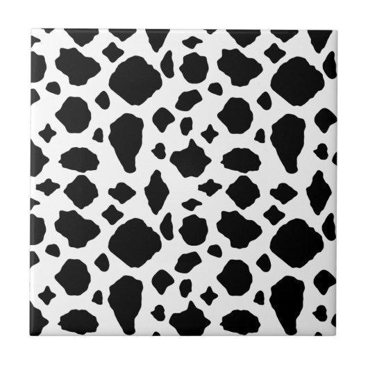 Cow Pattern Black and White Country タイル (正面)