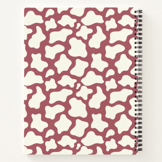 Cow Pattern in White on Red with Cow and Name ノートブック (裏面)