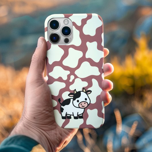 Cow Pattern in White on Red with Cow Case-Mate iPhoneケース