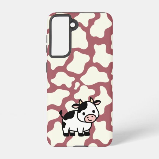 Cow Pattern in White on Red with Cow Samsung Galaxyケース (裏面)