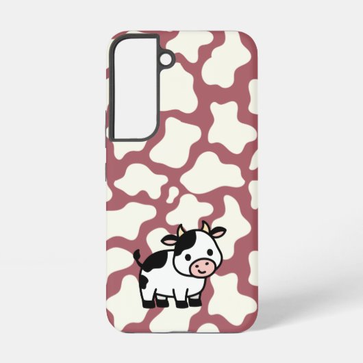 Cow Pattern in White on Red with Cow Samsung Galaxyケース (裏面)