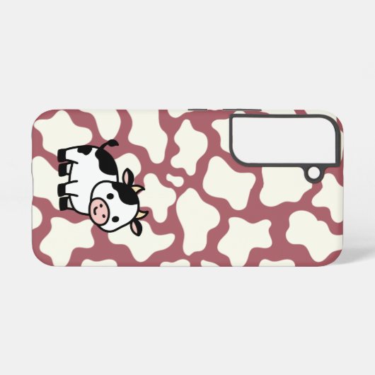 Cow Pattern in White on Red with Cow Samsung Galaxyケース (裏面横)