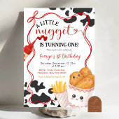 Cow Pattern Nugget Fast Food First Birthday 招待状