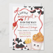 Cow Pattern Nugget Fast Food Theme Baby Shower 招待状 (正面)