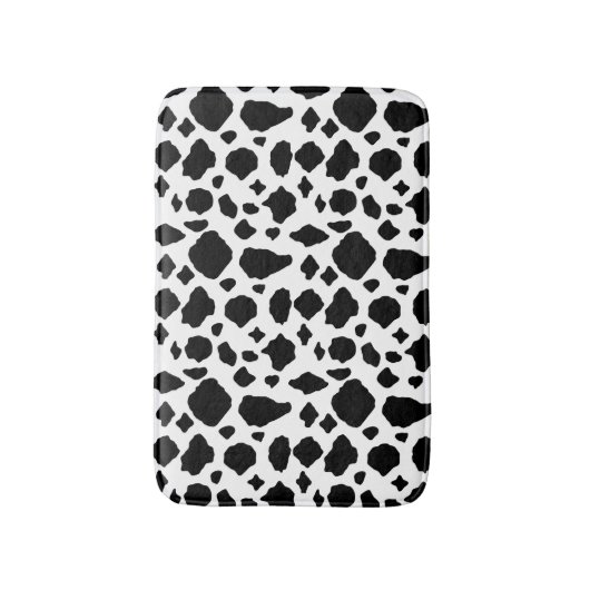Cow Pattern Print Black White Country バスマット (正面縦)
