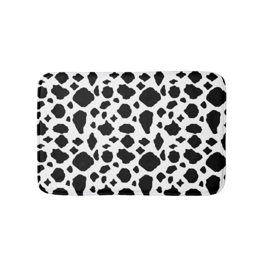 Cow Pattern Print Black White Country バスマット (正面)