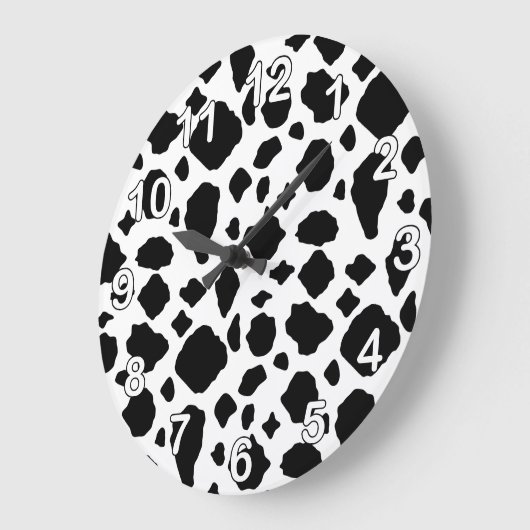 Cow Pattern Rustic Farmhouse Black and White ラージ壁時計 (傾斜)