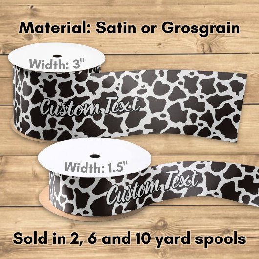 Cow Pattern with Custom Text サテンリボン