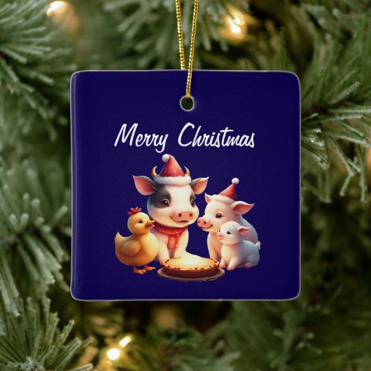cow, pig, lamb and chicken Ornament セラミックオーナメント (ツリー)