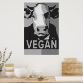 Cow Pop Art Poster in Black and White - Vegan  ポスター (キッチン)