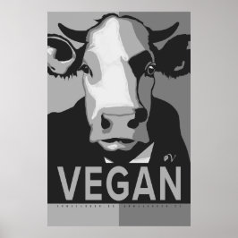 Cow Pop Art Poster in Black and White - Vegan  ポスター