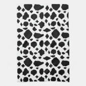Cow Print Animal Pattern Black White キッチンタオル (縦)