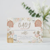 Cow Print Baby Shower Invitation,Rustic Farm Style エンクロージャーカード (スタンド正面)
