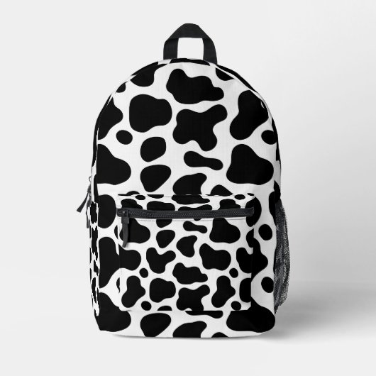 Cow print backpack, Black and white cow backpack プリントバックパック (正面)