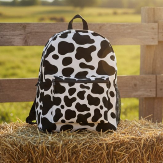 Cow print backpack, Black and white cow backpack プリントバックパック