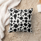 Cow Print Pattern Black and White クッション (ブランケット)