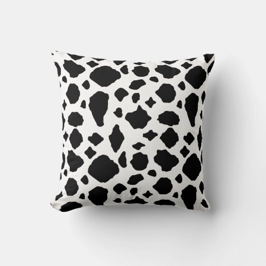 Cow Print Pattern Black and White クッション (正面)
