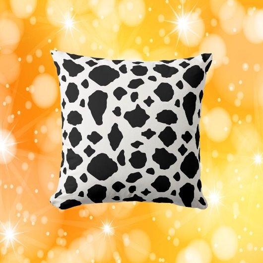 Cow Print Pattern Black and White クッション