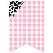 Cow Print Pink Gingham Happy Birthday Banner バンティングフラッグ (第1の旗)