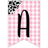 Cow Print Pink Gingham Happy Birthday Banner バンティングフラッグ (第3の旗)