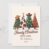 Cow Print Plaid Western Cowgirl Christmas シーズンカード (正面)