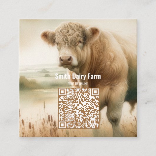 Cow QR Code 2026 Calendar Business Cards スクエア名刺 (正面)