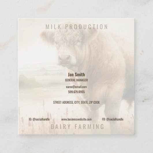 Cow QR Code Square Business Cards スクエア名刺 (裏面)