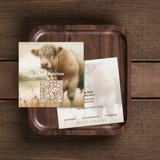 Cow QR Code Square Business Cards スクエア名刺