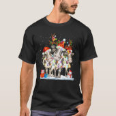 Cow Reindeer Hat Santa Christmas Lights  Cow Chris Tシャツ (正面)