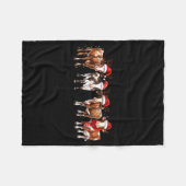 Cow Reindeer Santa Hat Christmas Light Funny Cows  フリースブランケット (正面(横))