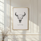 Cow Skull Long Live Cowboys Western Wild West Wall ポスター