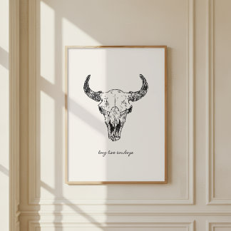 Cow Skull Long Live Cowboys Western Wild West Wall ポスター