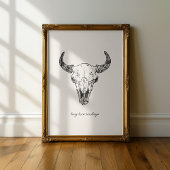 Cow Skull Long Live Cowboys Western Wild West Wall ポスター