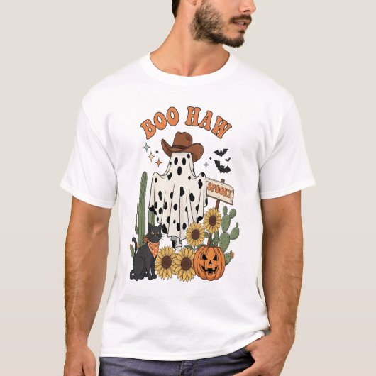 Cow Spot Ghost Western-Funny Halloween Tシャツ (正面)