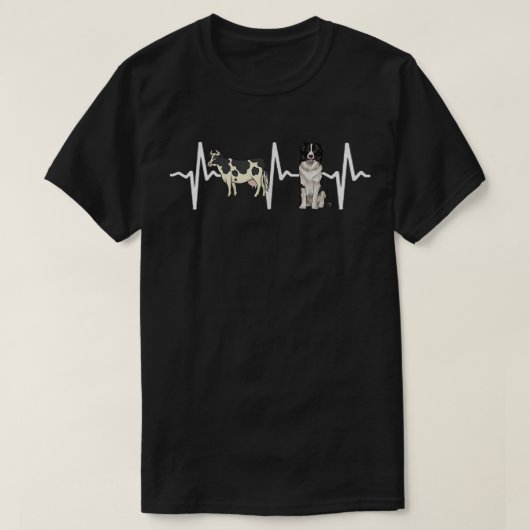 Cow Spotted Border Collie Heartbeat Dog Lover  Tシャツ (デザイン正面)