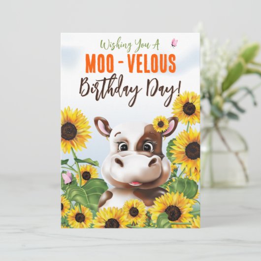 Cow Sunflower Funny Birthday (スタンド正面)