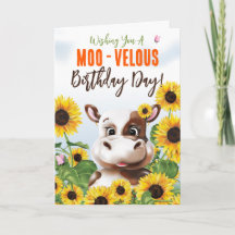Cow Sunflower Funny Birthday