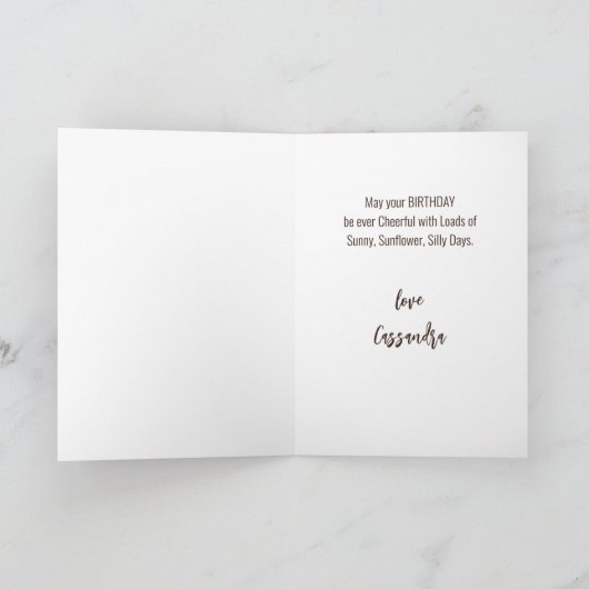 Cow Sunflower Funny Birthday カード (内部)