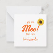 Cow Sunflower Funny Farm Classroom Valentine Card ノートカード (裏面)