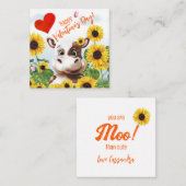 Cow Sunflower Funny Farm Classroom Valentine Card ノートカード (正面/裏面)