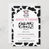 Cow Theme First Birthday Invitation – Turning One 招待状 (正面)