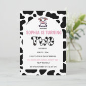 Cow Theme Second Birthday Invitation –2歳の誕生日 招待状 (スタンド正面)