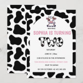 Cow Theme Second Birthday Invitation –2歳の誕生日 招待状 (正面/裏面)